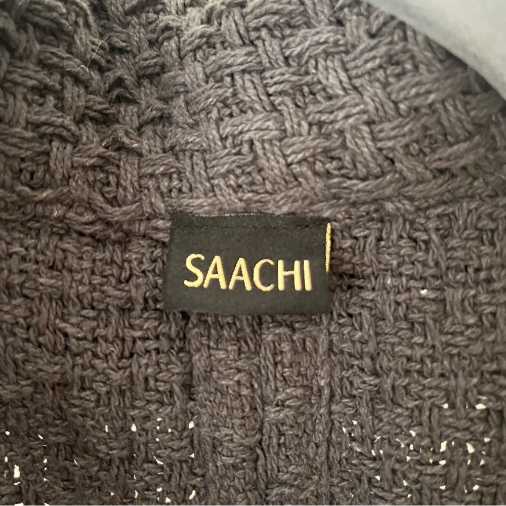 SAACHI Waffle Knit Topper Cape Scarf Cardigan Wrap in Dark Gray Cotton One Size - Picture 8 of 12